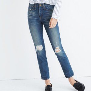 Madewell Slim Straight Jeans: Knee-Rip Edition